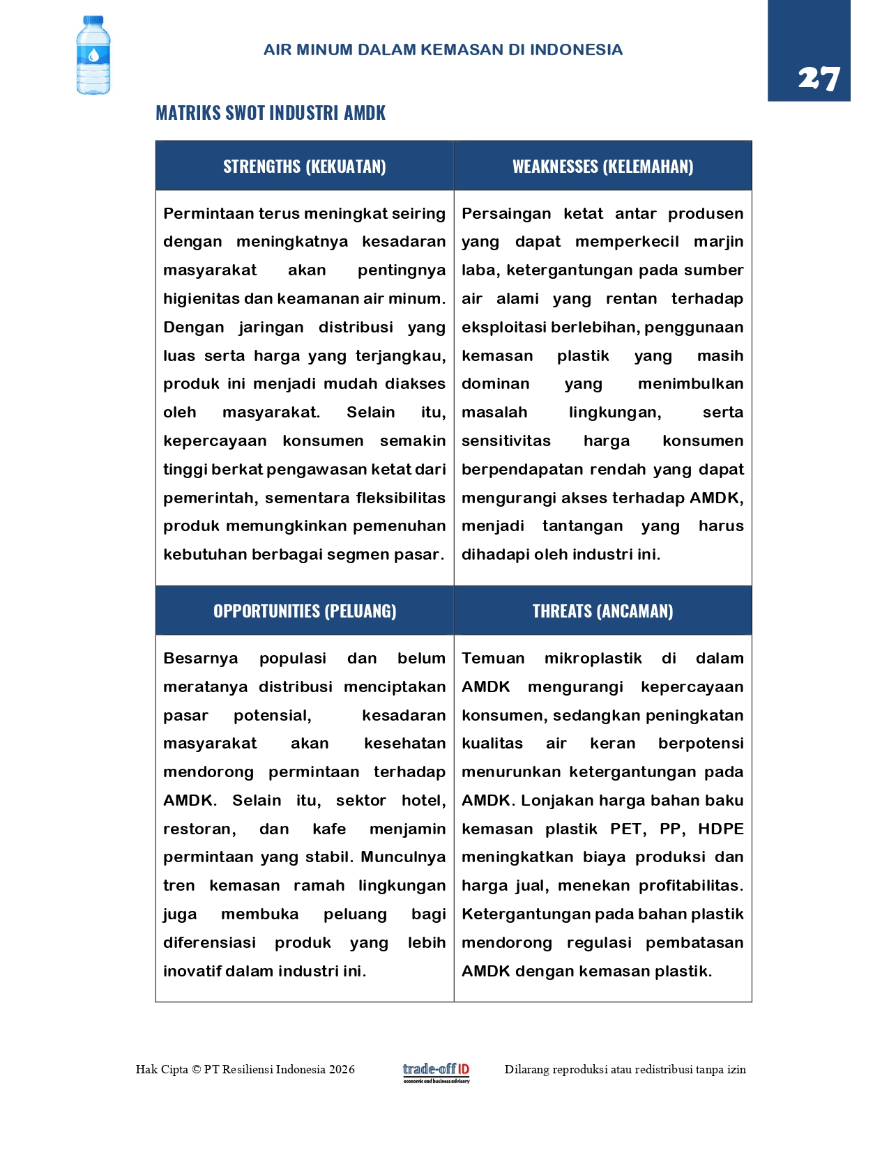Matriks SWOT industri AMDK — halaman 27